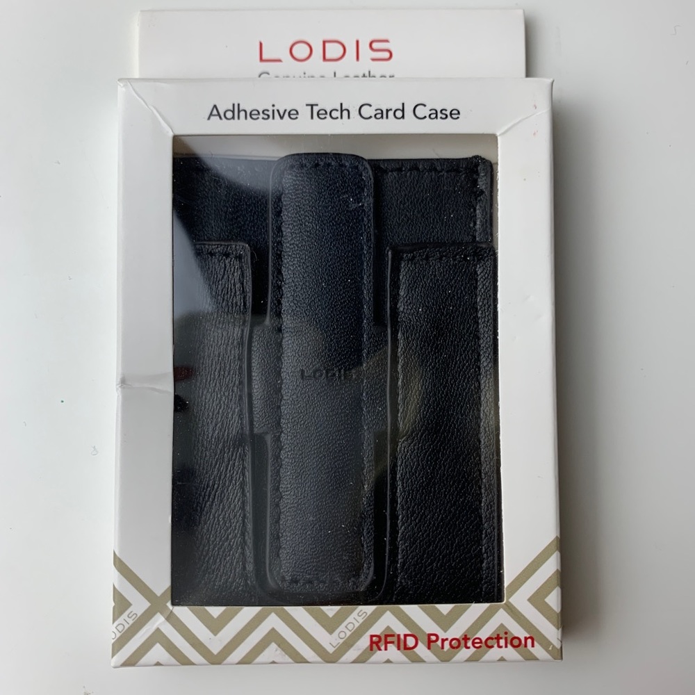 Lodis Adhesive Tech Card Case Black Gen Leather